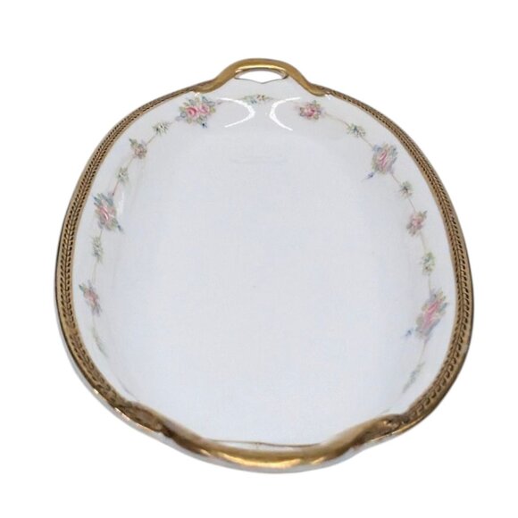 Antique Noritake Nippon M Oval Celery Dish Serving Tray Roses Black Gold Trim - Picture 10 of 13